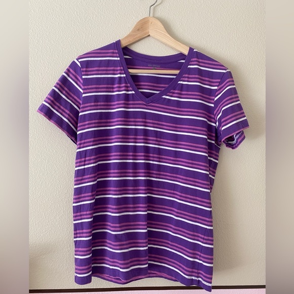 Great Northwest Clothing Company Tops - Great Northwest Women’s Pink, White, and Purple Striped T-Shirt